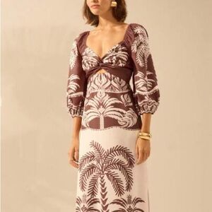 Palm Print Maxi  Dress
